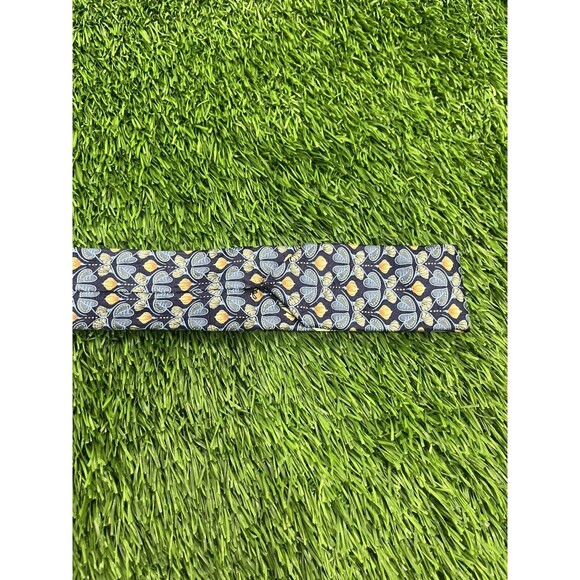 ERMENEGILDO ZEGNA Men's Tie Blue Gold Geo 57L 3.5W ITALY EUC MINT! Retail-$175 - Picture 12 of 14